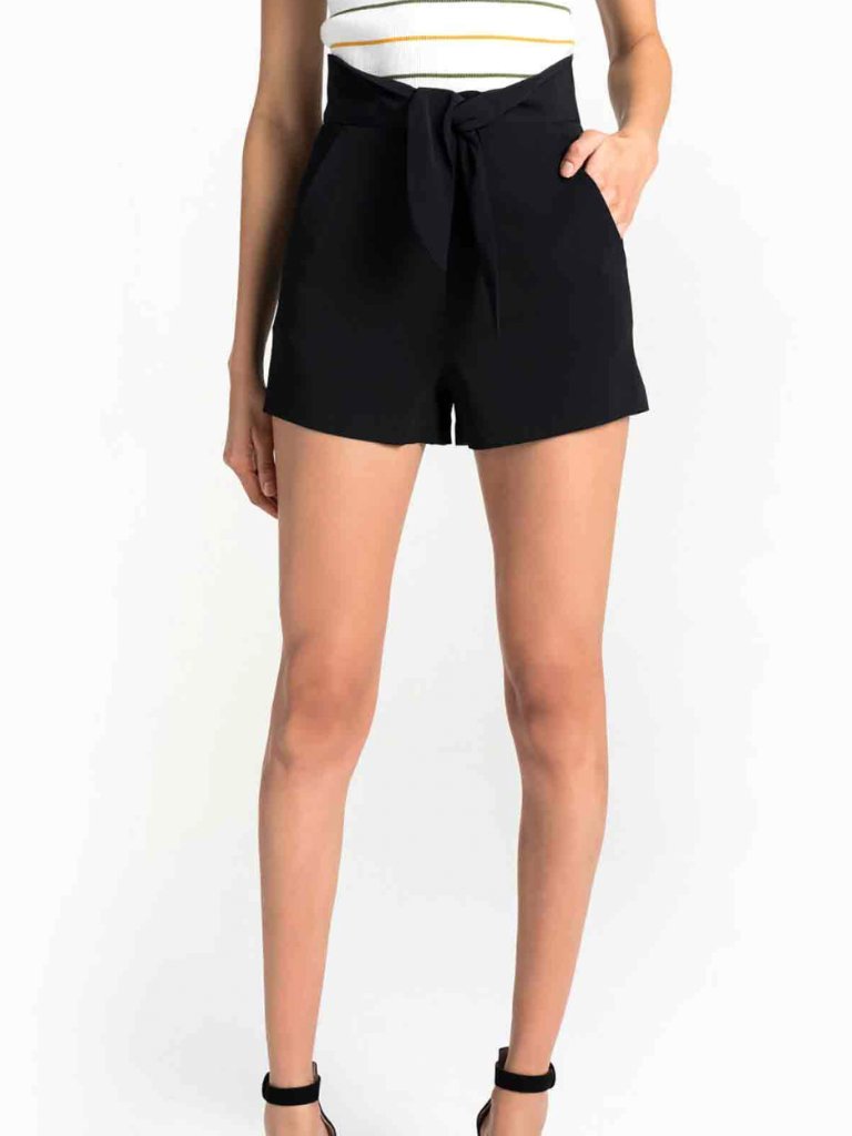 $355 A.L.C. Black Tie High Waist Kerry Shorts Size 6